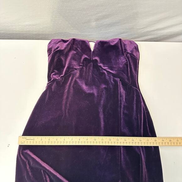 Lulus You Look Stunning Dark Purple Velvet Ruffled Maxi Dress Size L Formal NEW - Picture 15 of 15